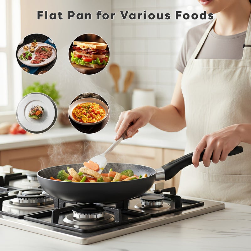Sharpdo Non-Stick Aluminum Cookware Set, Pots and Pans with Heat Resistant Handles & Tempered Glass Lids, PFOA Free, All Stovetops Compatible, Includes Milk Pan, Casserole and Frying Pan - Image 4